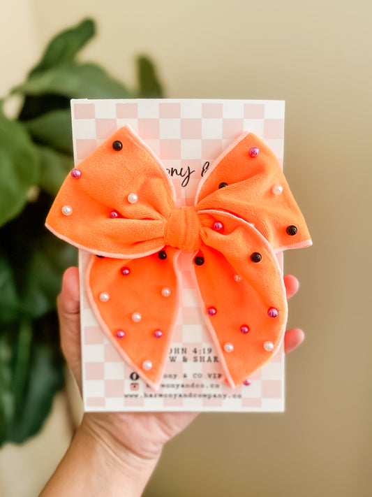 Orange Beaded Bow