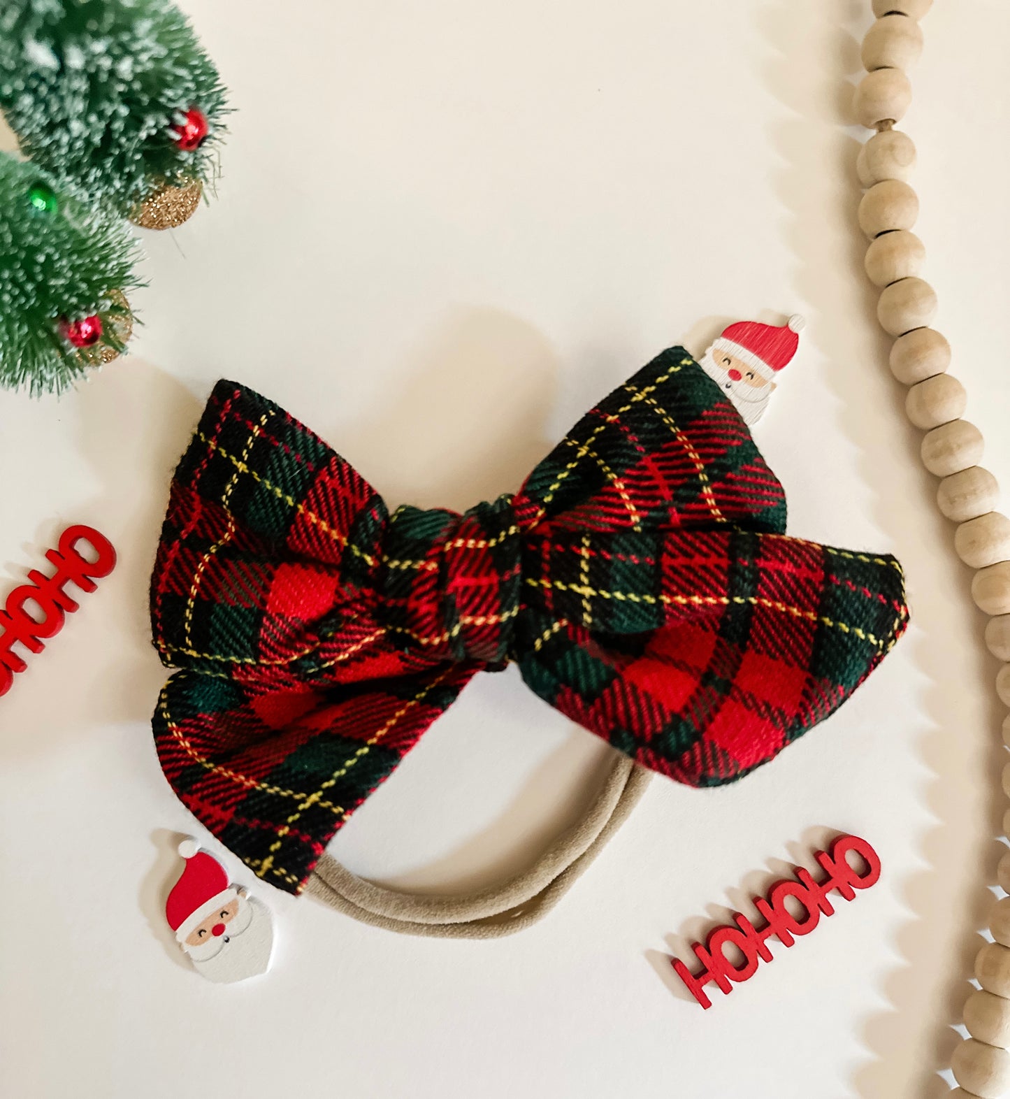 Jingle Jolly Plaid Pinwheel Bow