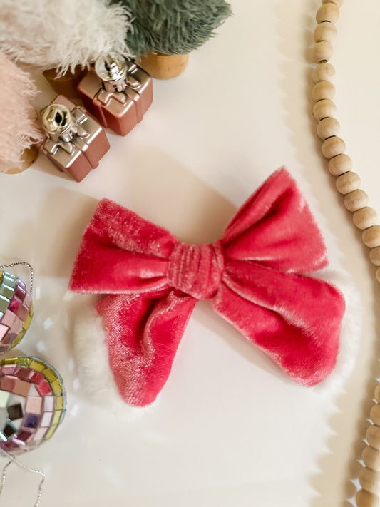 Pink Velvet Hair Bow